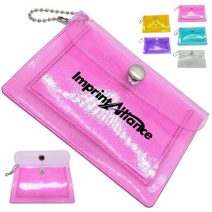 Translucent PVC Snap Button Coin Purse Mini Pouch Keychain