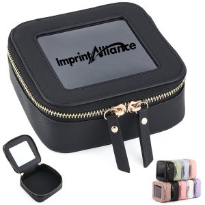 Travel Clear Window Vegan Leather Cosmetic Cube Organizer