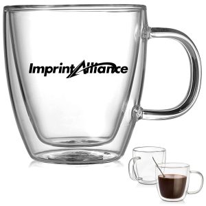 12 oz. Double Wall Glass Mug with Custom Logo