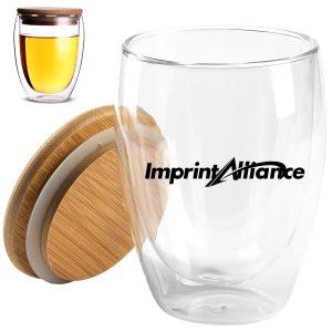12 oz. Double Wall Glass Cup with Bamboo Lid