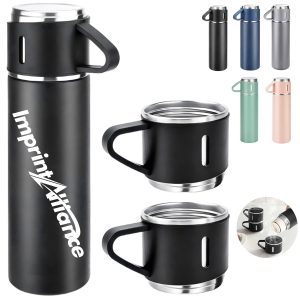 Stainless Steel Thermos Bottle Set with 3 Cups