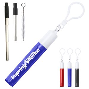 Reusable Stainless Steel Straw Set with Keychain Case