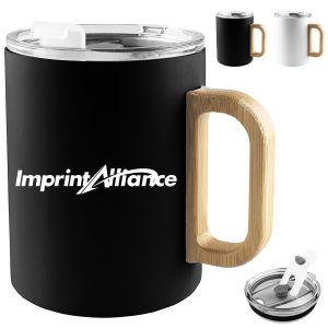 12 oz. Stainless Steel Mug with Bamboo Handle & Lid