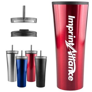 12 oz. Stainless Steel Tumbler with Straw & Flip Lid