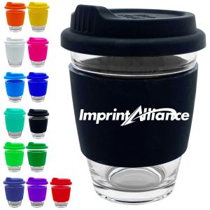 12 oz. Glass Cup with Silicone Lid and Grip Sleeve