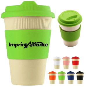 12 oz. Wheat Straw Travel Cup with Silicone Lid & Sleeve