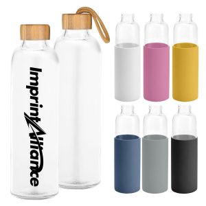 19 oz. Glass Water Bottle with Bamboo Lid & Silicone Sleeve
