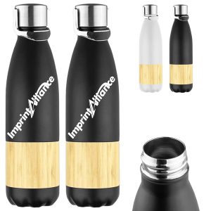 15 oz. Bamboo Base Stainless Steel Insulated Bottle