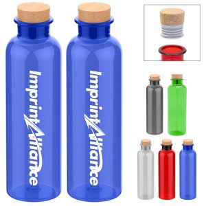 22 oz. Plastic Bottle with Cork Lid – Reusable Drinkware