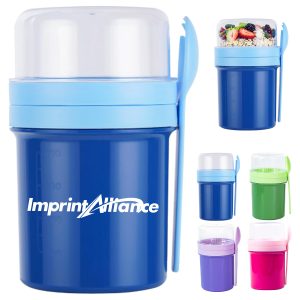 27 oz. Double Layer Lunch Box with Utensil and Sauce Cup
