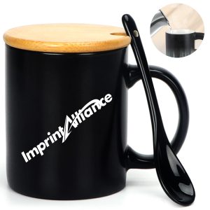 13 oz. Color Changing Ceramic Mug with Bamboo Lid and Spoon