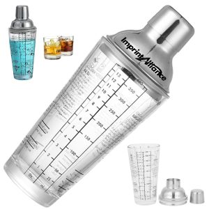 15 oz. Glass and Stainless Steel Cocktail Shaker with Recipes