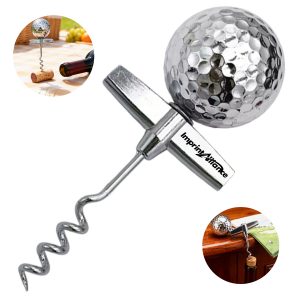 Golf Ball Design Metal Corkscrew Wine Opener w/ Custom Logo