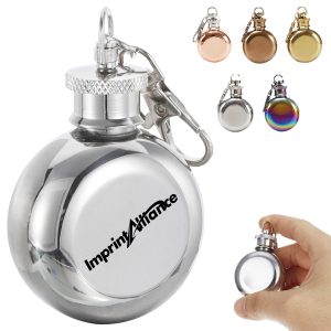 1 oz. Mini Round Stainless Steel Keychain Flask