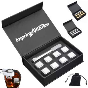 Stainless Steel Whiskey Stones Set with Ice Tongs