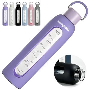 27oz. Borosilicate Glass Bottle w/ Silicone Sleeve & Handle