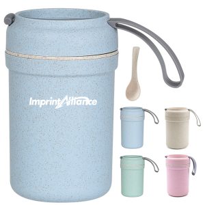 12oz. Eco Wheat Straw Insulated Breakfast Cup w/ Lid Handle