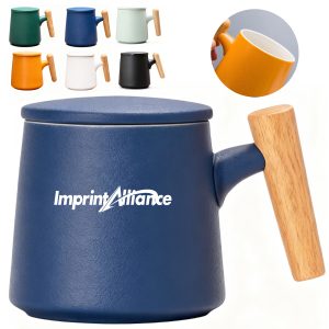 11 oz. Ceramic Tea Infuser Mug with Wood-Look Handle