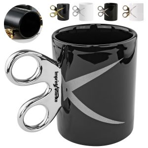 10oz. Ceramic Mug w/ Scissor Handle Design for Office & Gift