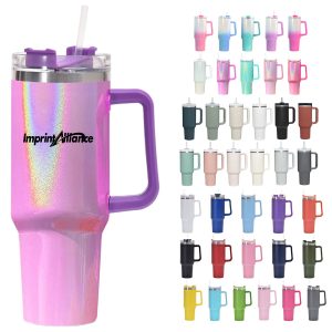 40oz Insulated Tumbler with Handle and Straw for Travel Use