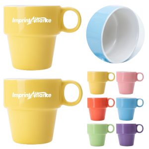 8oz. Ceramic Stacking Mug Set w/ Storage Design for Home Use