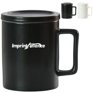 14.5oz Ceramic Mug w/ Lid Square Handle Drinkware