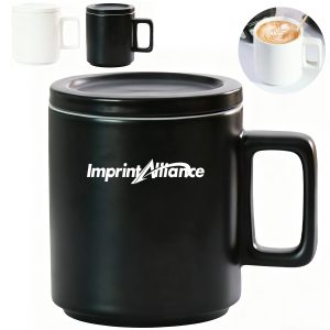 14.5oz. Ceramic Mug with Lid Square Handle Custom Drinkware