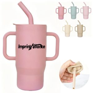 12oz. Silicone Baby Training Cup w/ Straw Lid & Dual Handles
