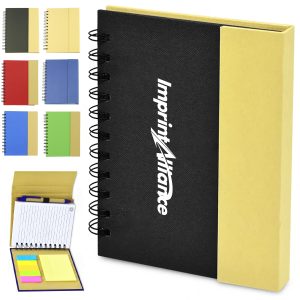 Spiral Notebook with Sticky Notes and Pen Holder