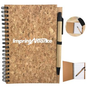Cork Cover Spiral Notebook with Pen Holder