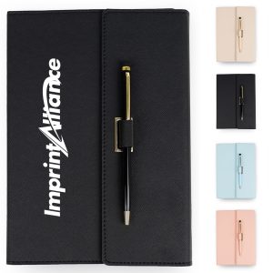 A5 PU Leather Portfolio Notebook with Pen Holder
