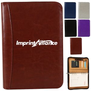 A5 PU Leather Zipper Binder Notebook with Calculator