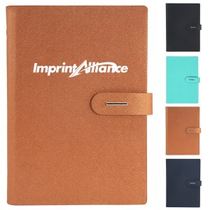 A5 PU Leather 6-Ring Binder Notebook with Card Slots