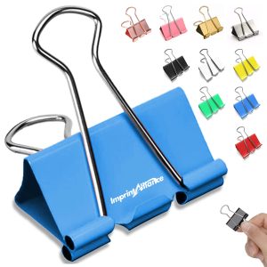 Colorful Metal Binder Clips Set Strong Grip Assorted Sizes