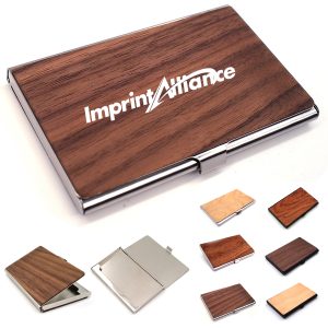 Walnut Stainless Steel Business Card Holder