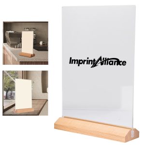 Acrylic Display Stand w/ Wooden Base A4 Vertical Sign Holder