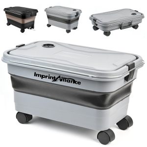 22L Collapsible Rolling Storage Crate With Lid