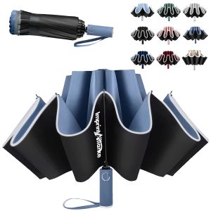 42" Automatic Inverted Safety Reflective Travel Umbrella