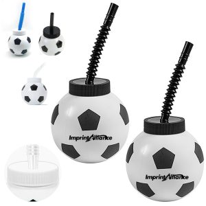 Reusable Soccer Ball Shaped Sipper Cup With Straw