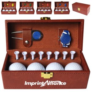 Luxury Leatherette Golf Gift Set With Balls Divot Tool