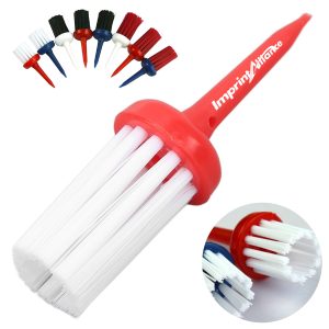 Multi-Function Golf Tee With Integrated Cleaning Brush