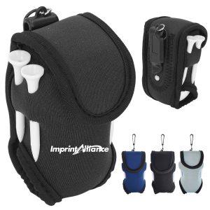 Neoprene Golf Ball and Accessories Pouch With Carabiner Clip