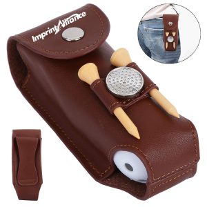 Luxury Genuine Leather Mini Golf Ball Accessories Pouch