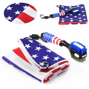 Patriotic Golf Club Cleaning Set Towel & Retractable Brush