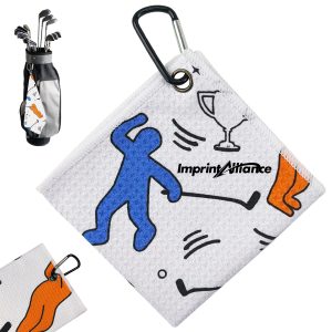 All Over Print Microfiber Waffle Golf Towel Carabiner Clip