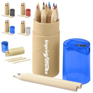 12 Pcs Wood Colored Pencil Set In Tube With Sharpener