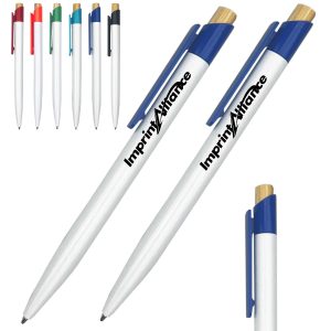 Bamboo Accent Retractable Plastic Ballpoint Pen