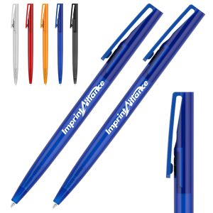 Retractable Plastic Pen With Large Flat Clip