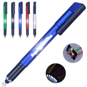 LED Light Up Logo Stylus Pen With Phone Stand Holder