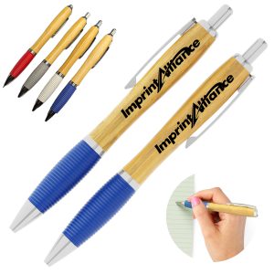Bamboo Retractable Pen With Textured Wheat Straw Grip